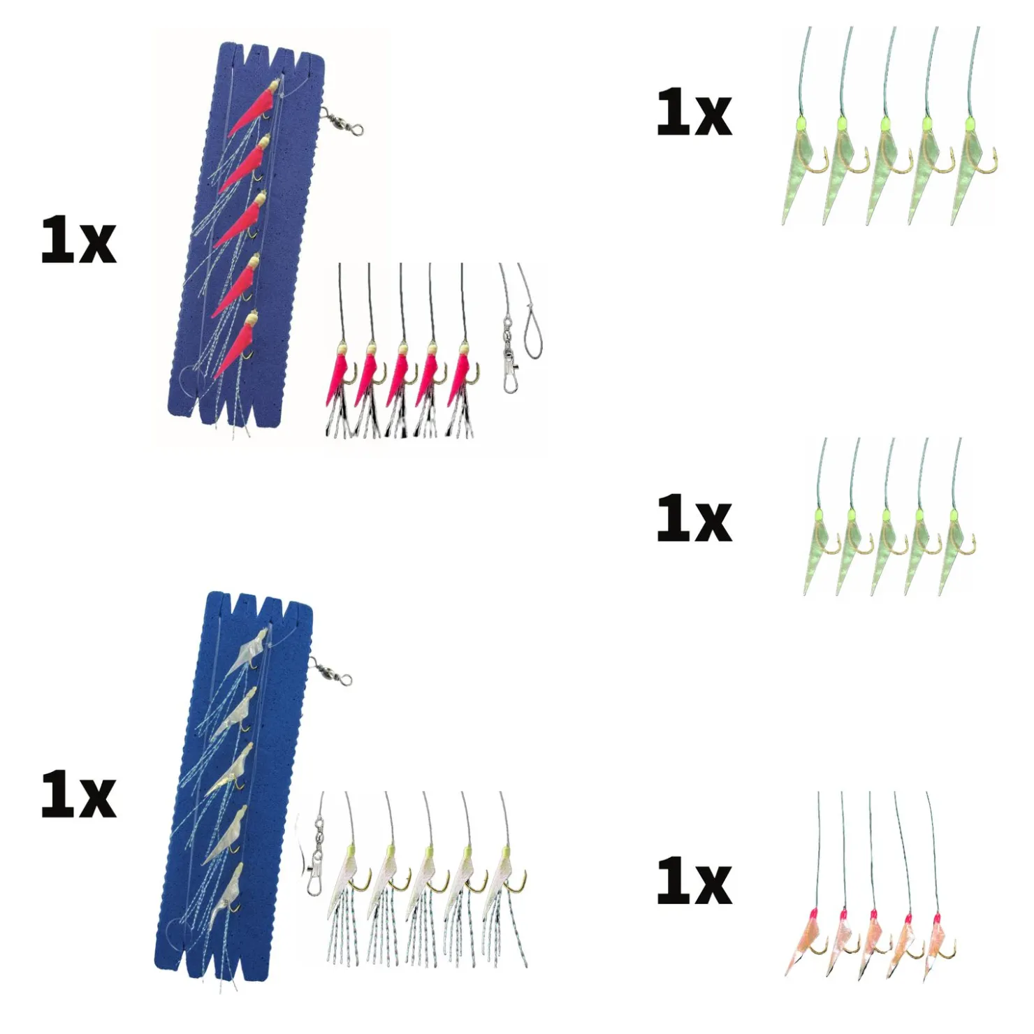 Fishing-King Shop Angelset Hering Gr.M 7 Teile 5x Vorfach 2x Zinkblei| Heringsangeln Zubehör|Set Meer - Zubehör & Köder