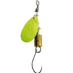 Behr Single Spin Forellenspinner mit Einzelhaken Chartreuse-Glitter| Spinner|Forellenteich Köder