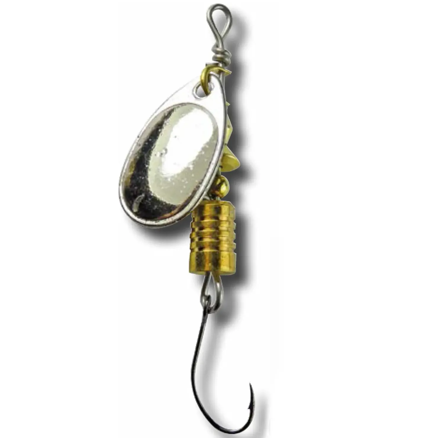 Behr Single Spin Forellenspinner mit Einzelhaken Silber-Glitter| Spinner|Forellenteich Köder