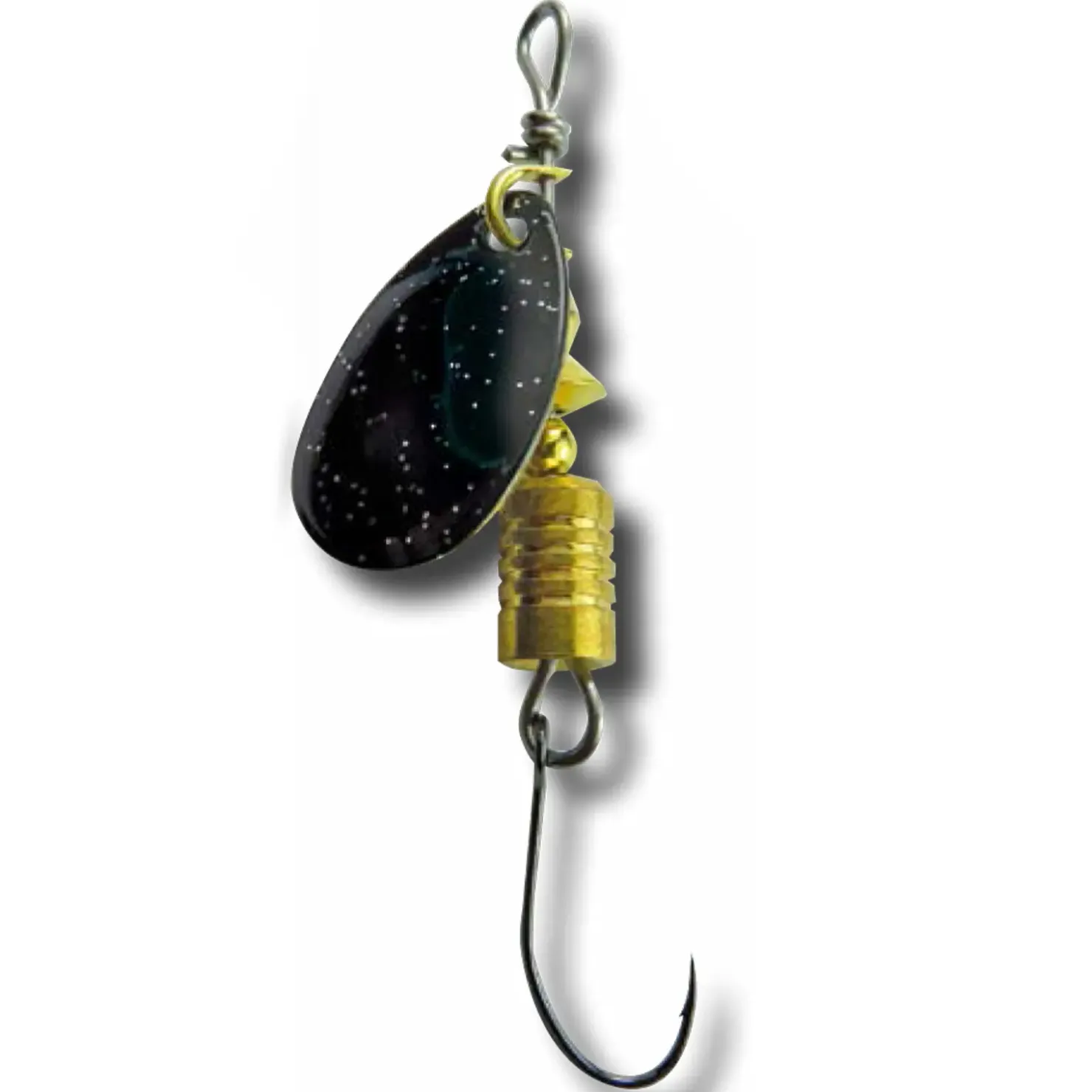 Behr Single Spin Forellenspinner mit Einzelhaken Schwarz-Glitter| Spinner|Forellenteich Köder