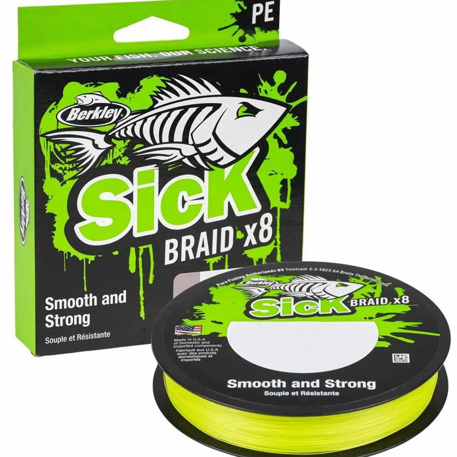 Berkley Sick Braid Hi-Viz Yellow 0,14mm Geflochtene Angelschnur Wunschlänge| Angelschnur Meterware