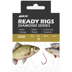 BKK Ready Rig Diamond-Sode RD 10#, Ø 0,14 Allround Vorfachhaken gebunden| Gebundene Angelhaken|Einzelhaken