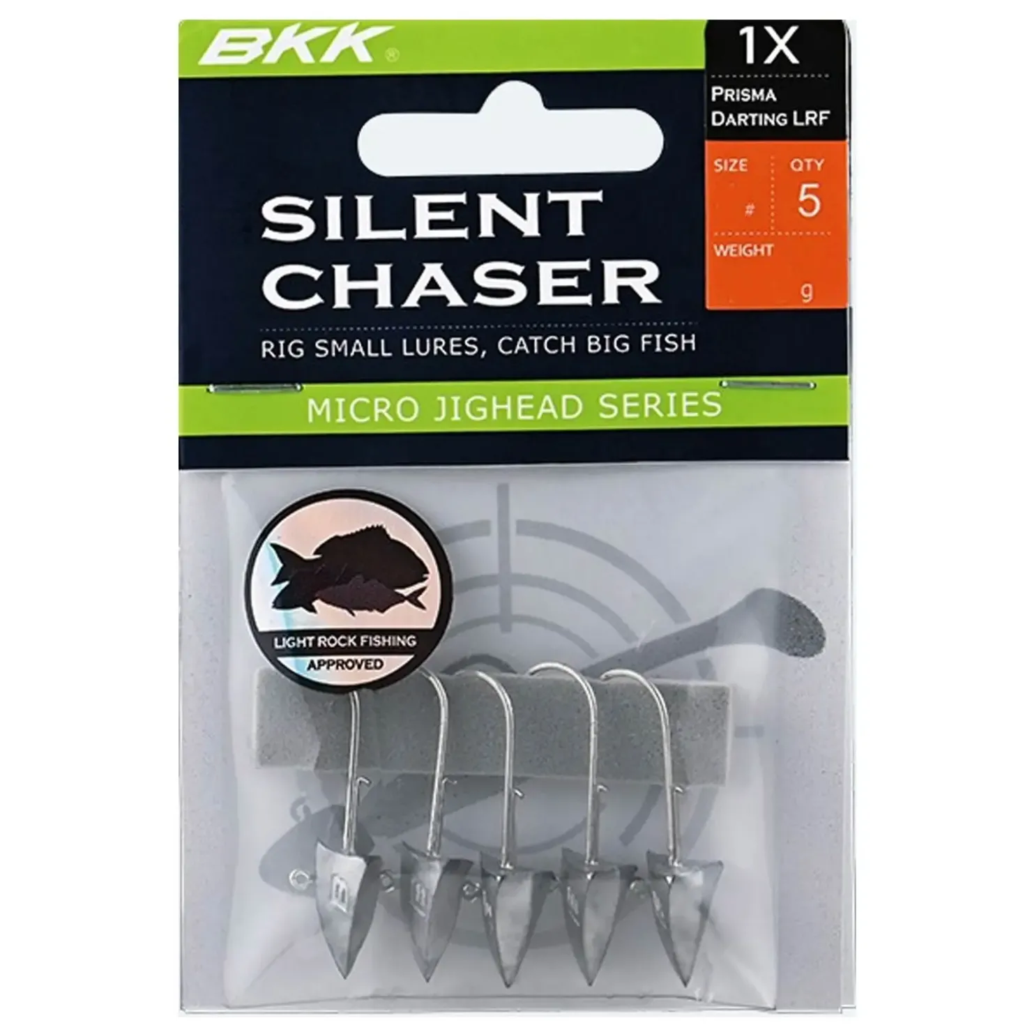 BKK Silent Chaser-Prisma Darting LRF 2# 5,0g Jigkopf| Jighaken|Friedfischhaken