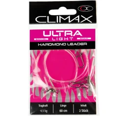 Climax Ultra Light Hard Mono 4,5kg 60cm  2 Stück Gebundenes Vorfach| Hard Mono Vorfach|Hard Mono Vorfach