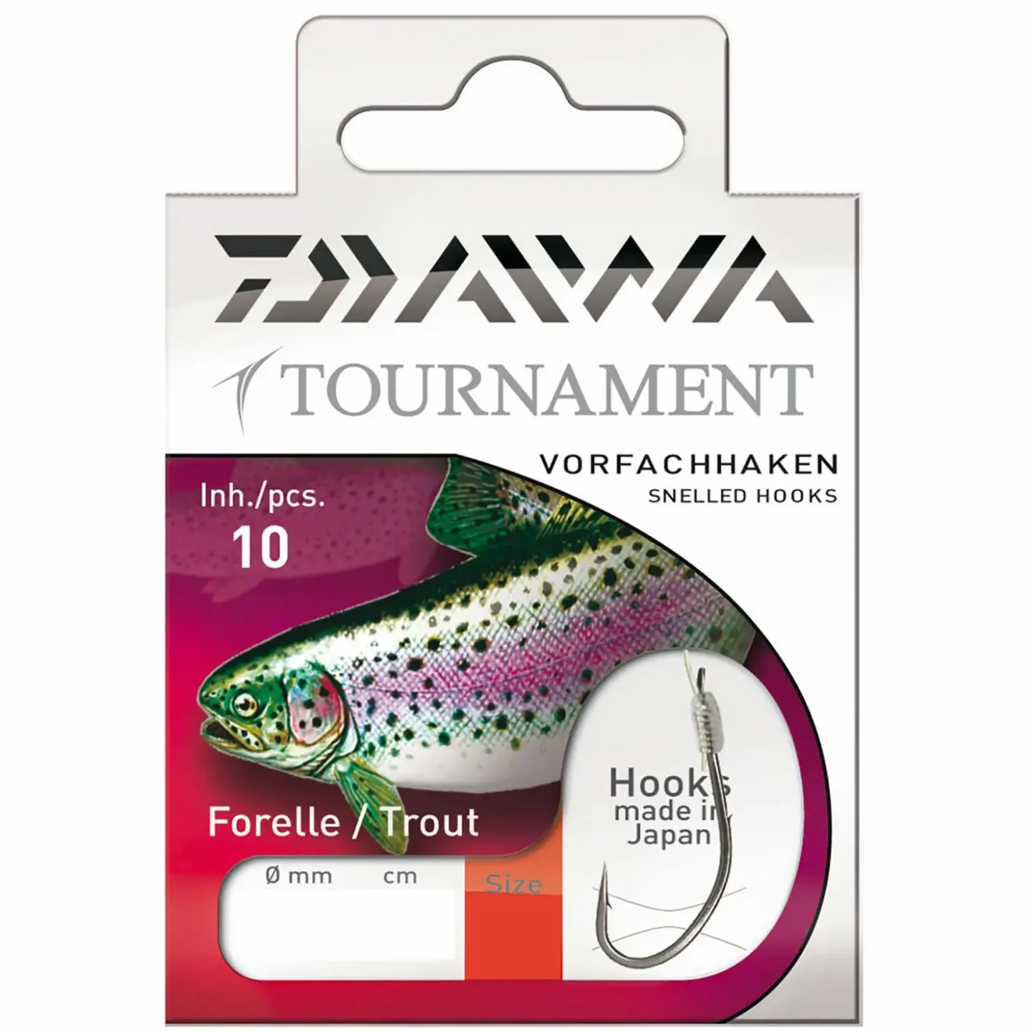 Daiwa Tournament Forellenhaken 60,0cm Gr. 8 Gebundene Vorfachhaken| Forellen Angelhaken|Raubfischhaken