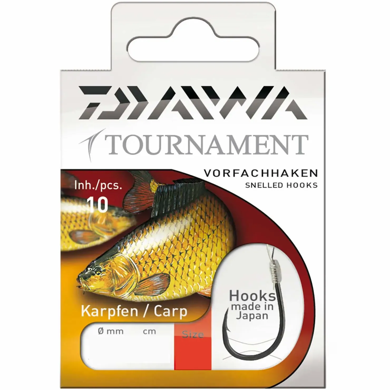 Daiwa Tournament Karpfenhaken Gr.4 Gebundene Karpfen-Vorfachhaken| Karpfen Haken|Friedfischhaken