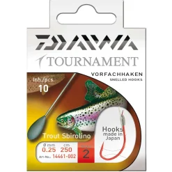 Daiwa Tournament Sbirolinohaken Gr.6 0,20mm gebundene Vorfachhaken| Forellen Angelhaken|Forellenhaken
