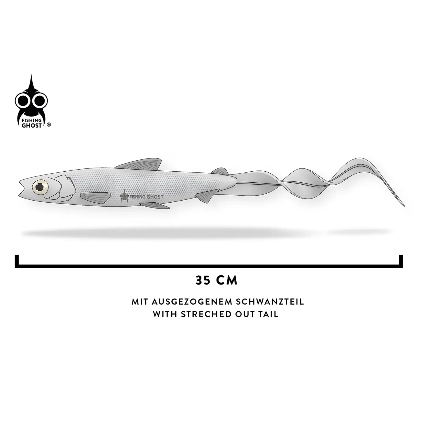 FishingGhost Renky Shad CRL 35cm Curly Tail Gummifisch| Hecht Gummifisch|Xxl Köder. Big Baits