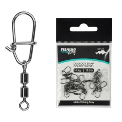 Fishing King Tackle Fishing-King Tackle Barsch Duolock Snap + Double Swivel| Wirbel & Karabiner Raubfischangeln|Wirbel & Karabiner
