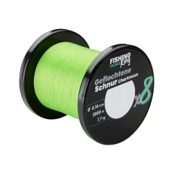 Fishing King Tackle Fishing-King Tackle 8-fach Geflochtene Schnur Chartreuse 0,14mm Zander Wunschlänge| Geflochtene Angelschnur|Angelschnur Meterware