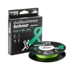Fishing King Tackle Fishing-King Tackle 8-fach Geflochtene Schnur Chartreuse 150m 0,12mm Barsch| Geflochtene Angelschnur