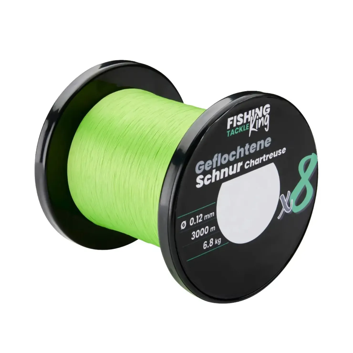Fishing King Tackle Fishing-King Tackle 8-fach Geflochtene Schnur Chartreuse 0,12mm Barsch Wunschlänge| Geflochtene Angelschnur|Angelschnur Meterware