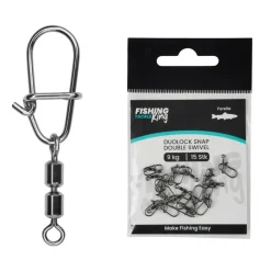 Fishing King Tackle Fishing-King Tackle Forelle Duolock Snap + Double Swivel| Wirbel & Karabiner Raubfischangeln|Wirbel & Karabiner
