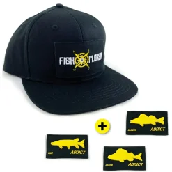 FishXplorer Set-Snapback Cap Wasser- & Uv Resistent mit 4 Patches: , Hecht, Barsch, Zander| Mützen