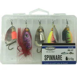 Fladen Allround mit Klarsichtbox 5 Stück Spinner Set| Sets Spinnfischen|Spinner