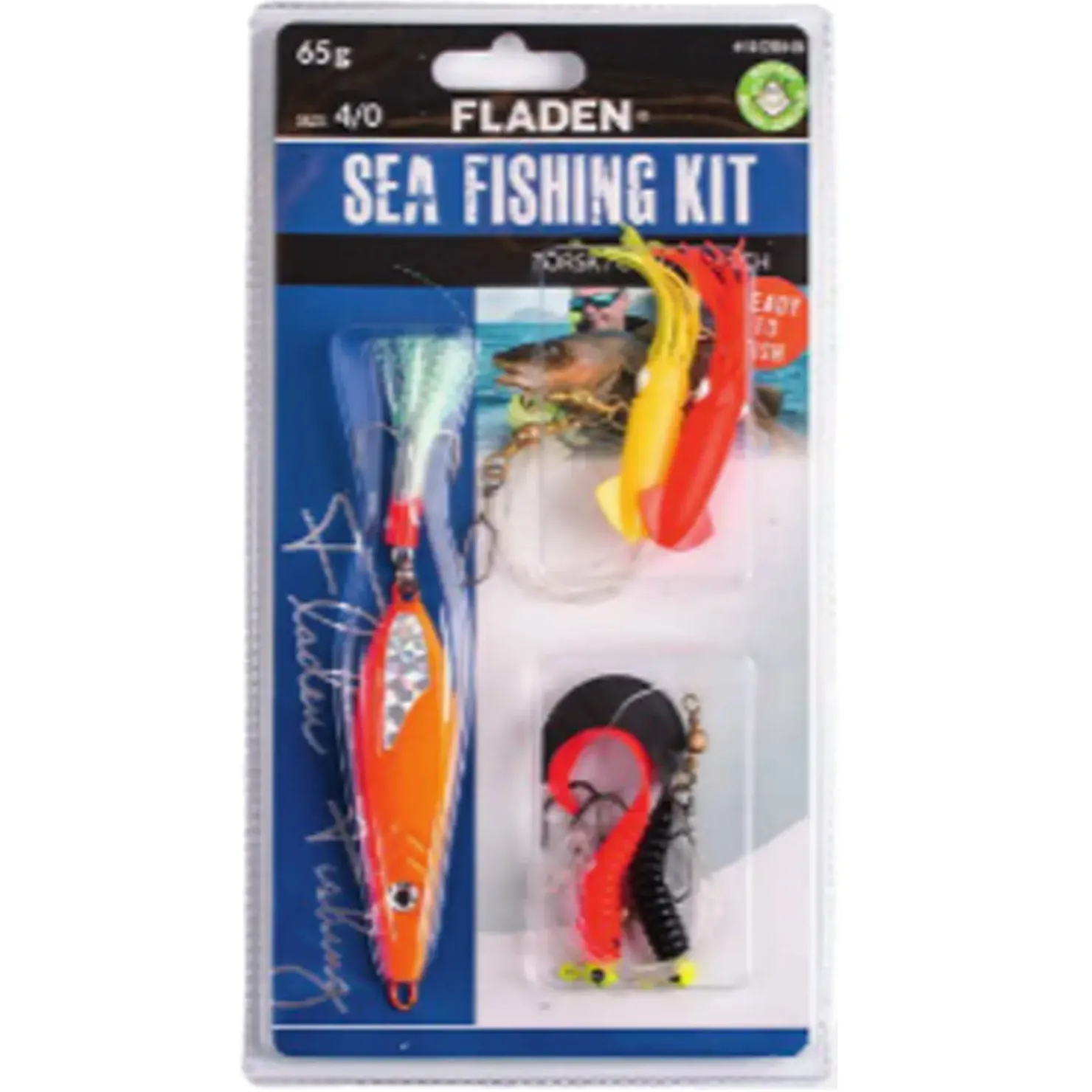 Fladen komplett Set Dorschblinker 90g + 2 Dorschpaternoster Dorsch Köder| Dorsch Beifänger|Dorsch Pilker