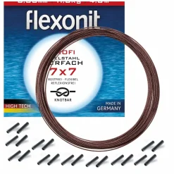 flexonit 7x7 Stahlvorfach 0,27mm + passende Quetschhülsen komplett Angelset| Combos Spinnangeln|Zubehör Spezial Raubfischangeln