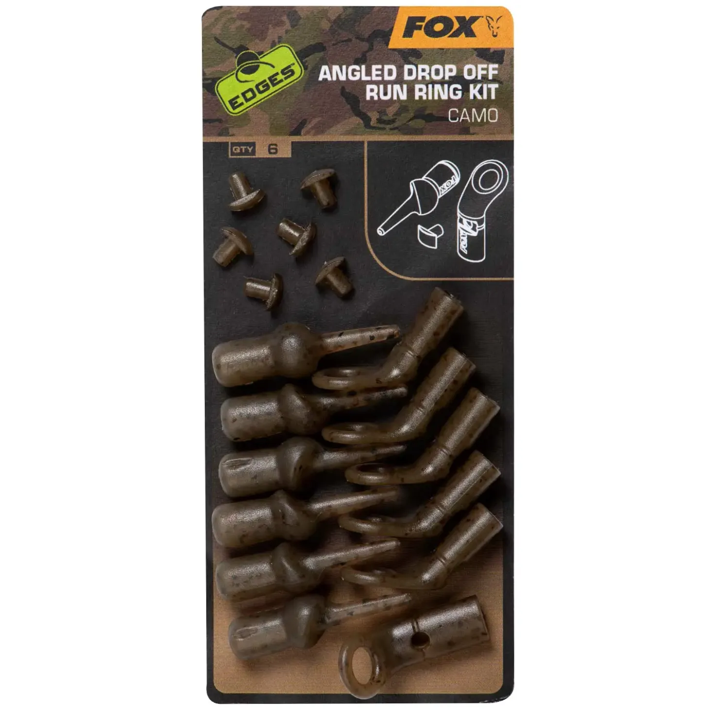 Fox Edges Camo Angled Drop Off Run Rig Kit Karpfenzubehör Set| Karpfen Rig|Sets Karpfenangeln Zubehör
