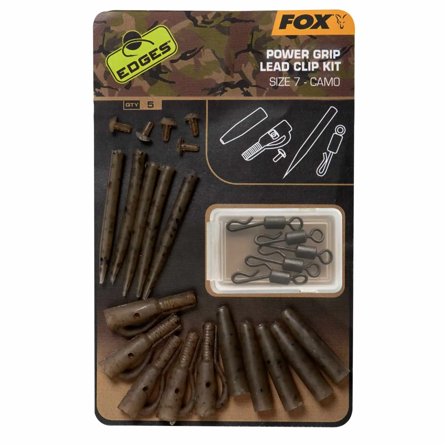 Fox Edges Camo Power Grip Lead Clip Kit Karpfenzubehör Set| Karpfen Rig|Sets Karpfenangeln Zubehör