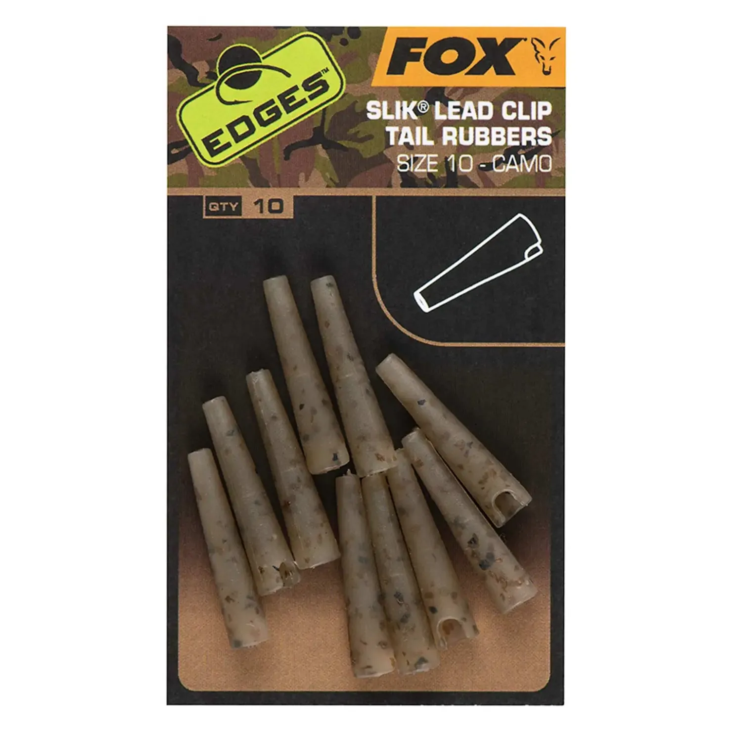 Fox Edges Camo Size 10 Slik lead clip tail rubber Karpfenzubehör| Karpfen Rig|Karpfen Rig Und Zubehör