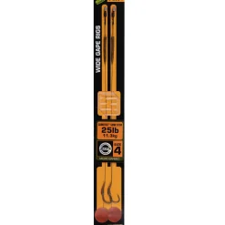 Fox Edges Wide Gape Größe 4 25lb Camotex Semi Stiff 2Stk. Karpfen Rig| Karpfen Haken|Karpfen Rig