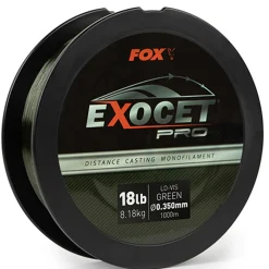 Fox Exocet Pro Monofilament Lo-Vis Green 0.350mm 18lbs / 8.18kgs (1000m) Monofile Angelschnur| Karpfenschnur