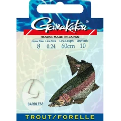 Gamakatsu BKD-3360B Trout Barbless Gr.8 Vorfachhaken ohne Widerhaken| Forellen Angelhaken|Forellenhaken