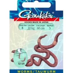 Gamakatsu BKD-5213R WORM Braided Gr. 1 Vorfach geflochtene Schnur| Friedfischhaken|Friedfischhaken