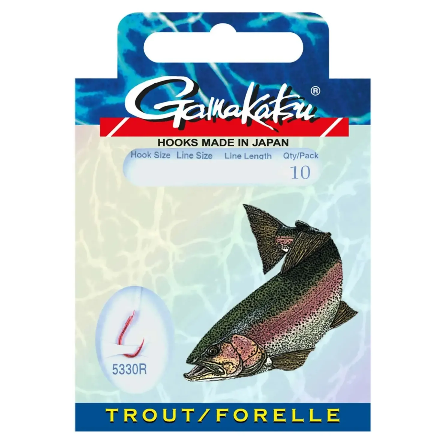 Gamakatsu Forelle 60cm 5330R Gr.8 Vorfachhaken| Forellen Angelhaken|Forellenhaken