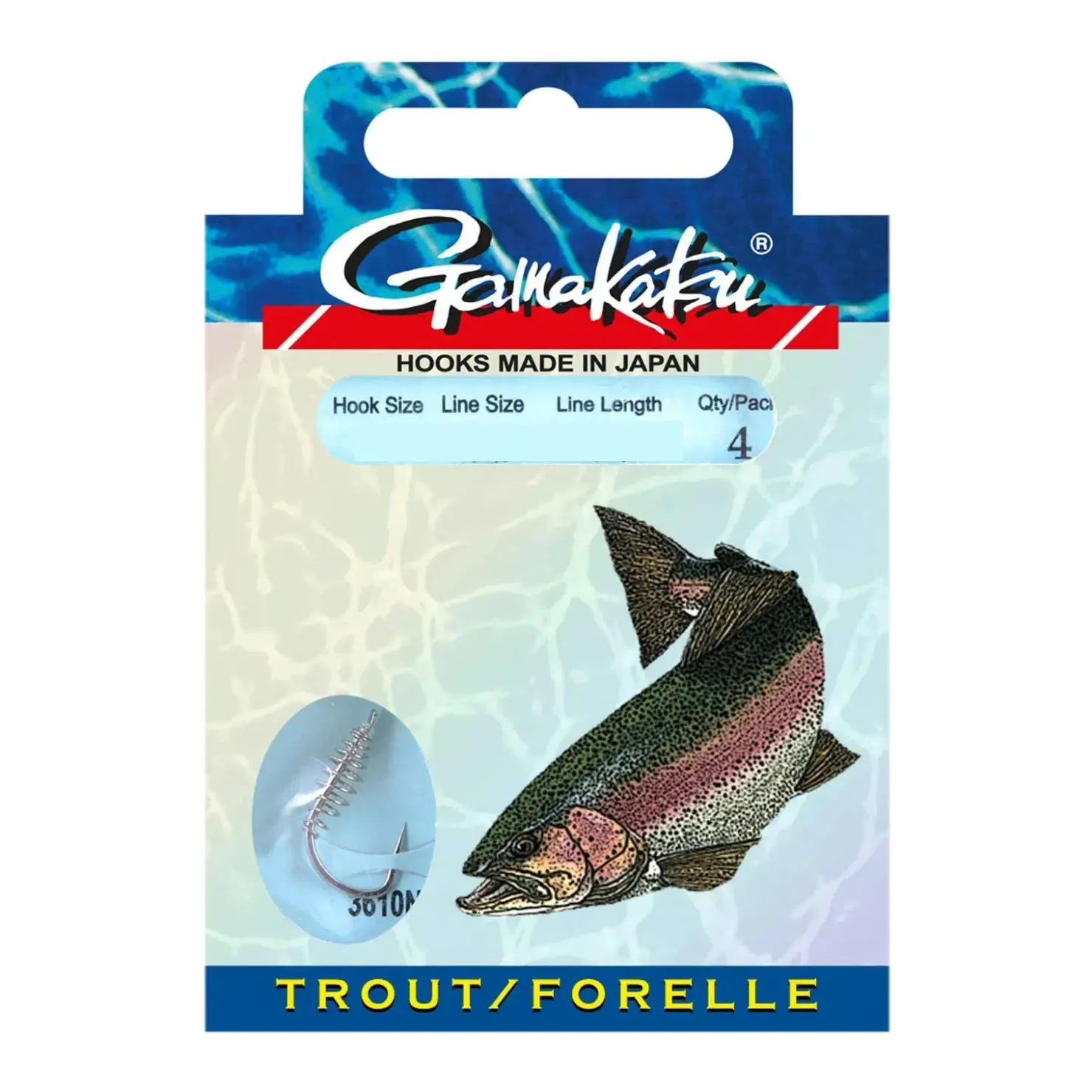 Gamakatsu Forellenteig 60cm 3610N Gr.8 Vorfachhaken| Forellen Angelhaken|Forellenhaken