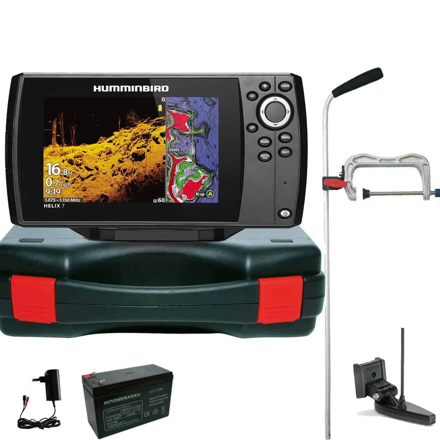 Humminbird Helix 7 Chirp GPS Mega DI G4 Down Imaging GPS Kartenplotter Echolot Portabel Profi - Komplett mit Geber| Humminbird Helix 7 Chirp Mega Di Gps G4