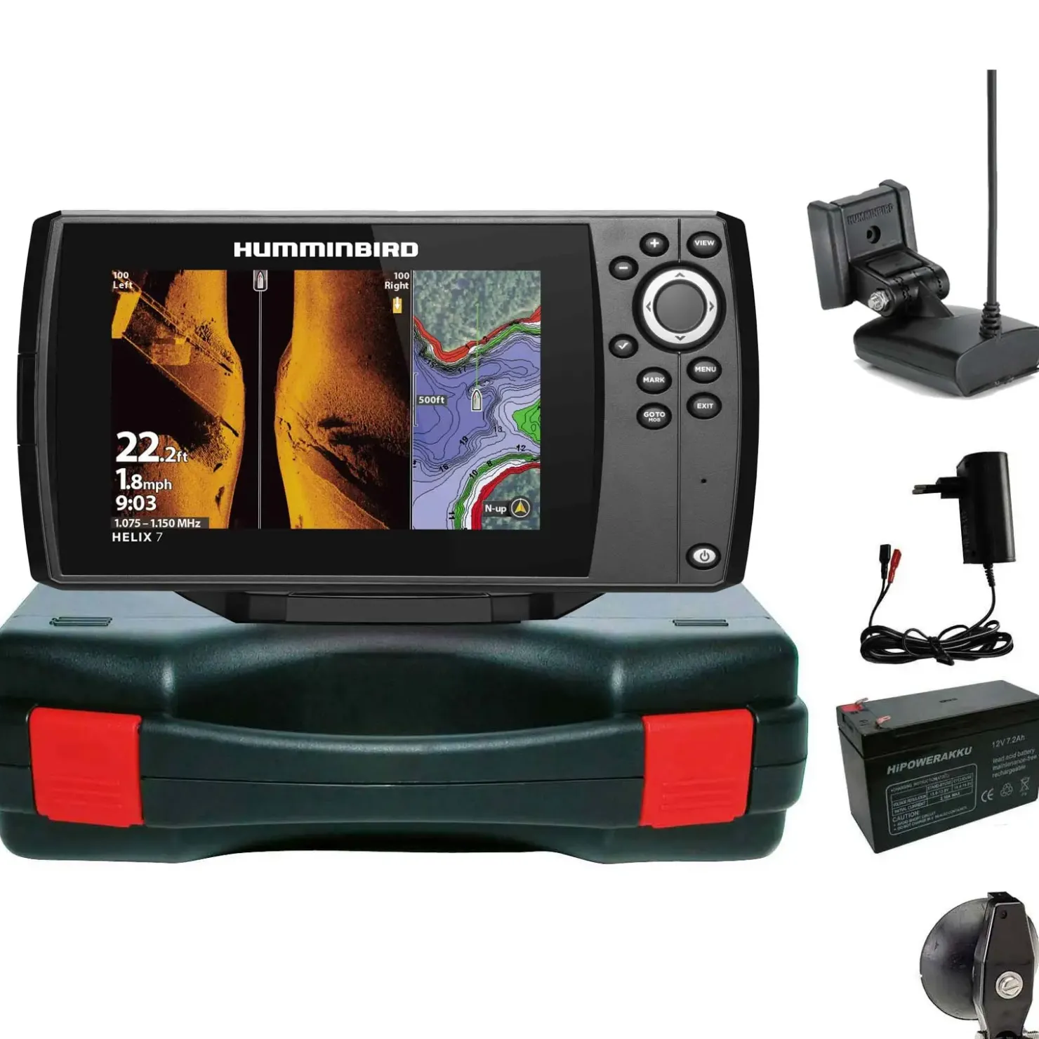 Humminbird Helix 7 Chirp GPS Mega SI G4 Side Imaging GPS Kartenplotter Echolot Portabel Basic - Komplett mit Geber| Humminbird Helix 7 Chirp Mega Si Gps G4