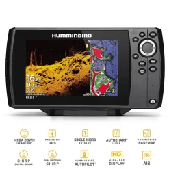 Humminbird Helix 7 Chirp GPS Mega DI G4 Down Imaging GPS Kartenplotter Echolot - Komplett mit Geber| Humminbird Helix 7 Chirp Mega Di Gps G4