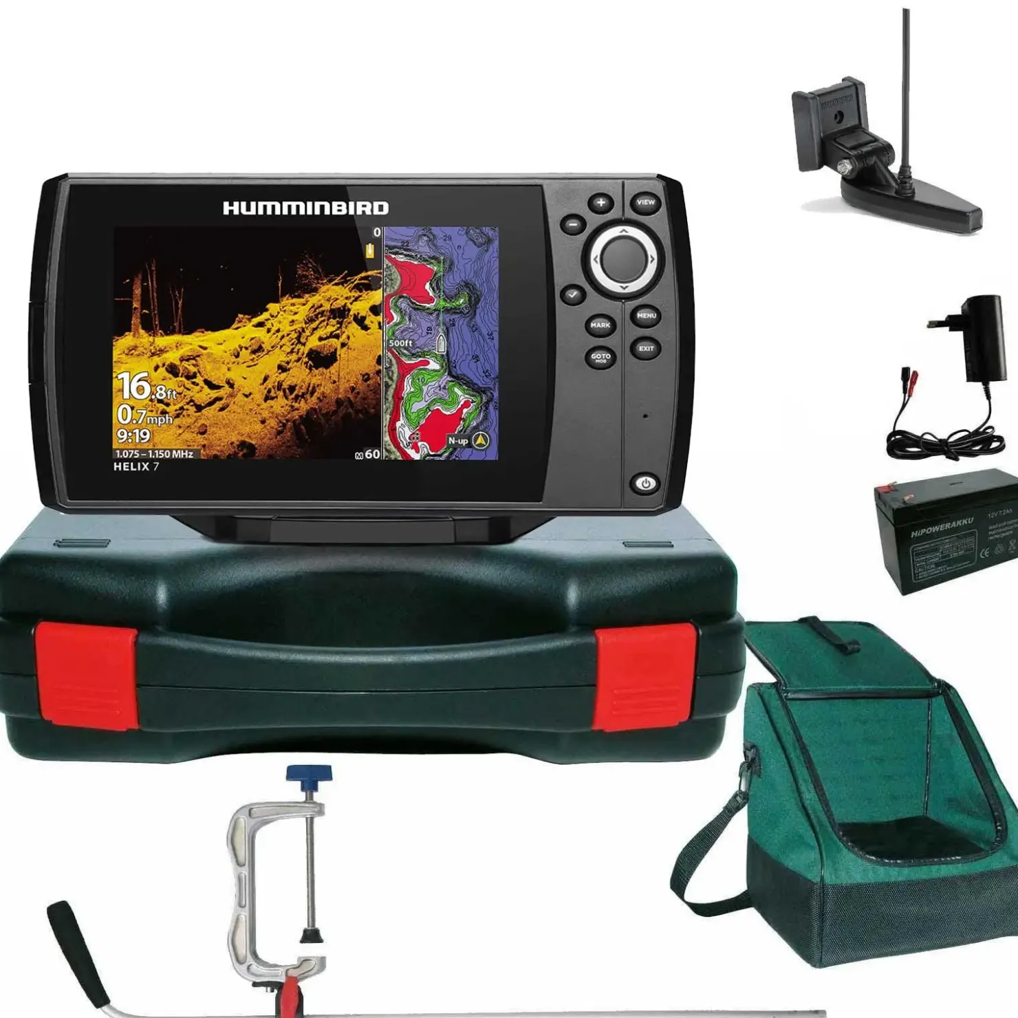 Humminbird Helix 7 Chirp GPS Mega DI G4 Down Imaging GPS Kartenplotter Echolot Portabel Profi Plus - Komplett mit Geber| Humminbird Helix 7 Chirp Mega Di Gps G4