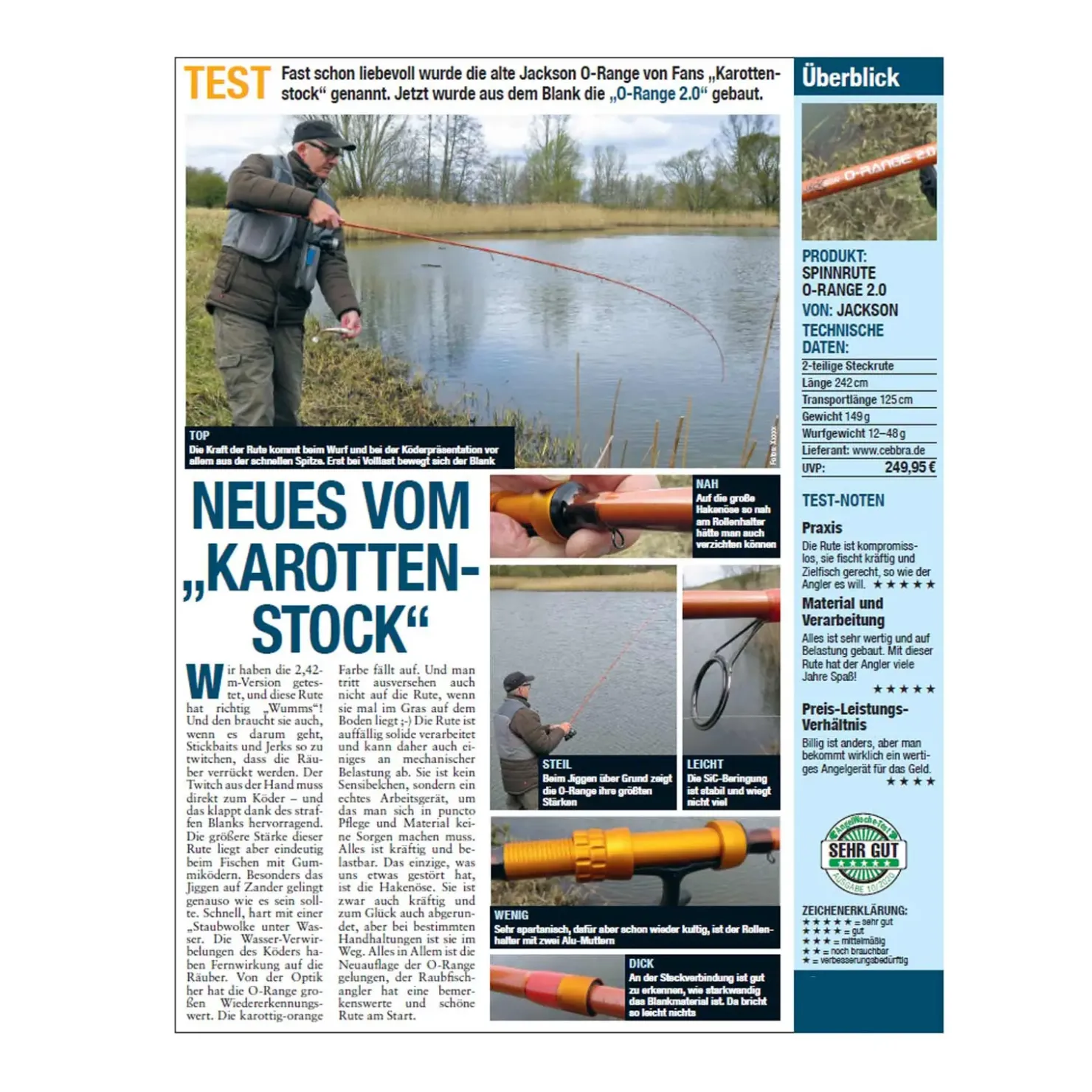 Jackson O-RANGE 2.0 2,42m 12-48 g Spinnrute| Hechtrute|Zanderrute