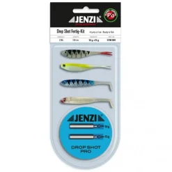 Jenzi Dropshot-Set Komplett mit 7cm Gummifischen Bleifrei| Set Drop Shot - Zubehör & Köder|Drop Shot Köder