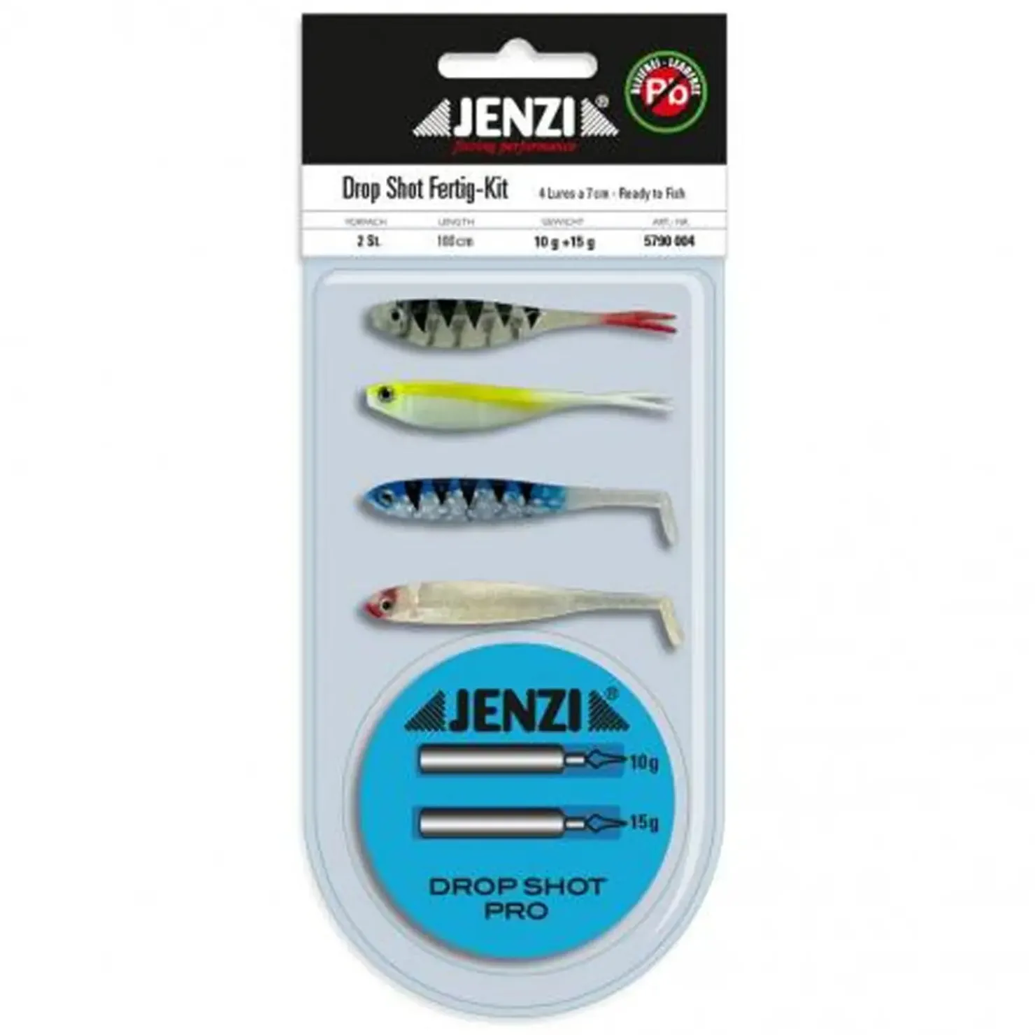 Jenzi Dropshot-Set Komplett mit 7cm Gummifischen Bleifrei| Set Drop Shot - Zubehör & Köder|Drop Shot Köder