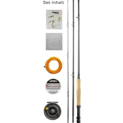 Jenzi Fliegenfischen Combo 2,40m Rute & Rolle & Schnur & Zubehör Angelset| Forellenangeln Combos|Angelcombo Forelle