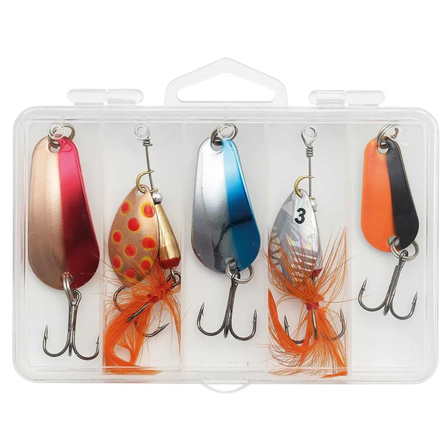 Kinetic HT Mix Forellen Blinker & Spinner Angelset - 5 Forellenköder mit Box| Sets Spinnfischen|Spinner