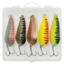 Kinetic PG Hechtblinker Angelset - 5 Hechtköder 28g mit Köderbox| Sets Spinnfischen|Blinker