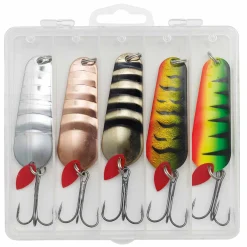 Kinetic PS Hechtblinker Angelset - 5 Hechtköder 28g mit Köderbox| Sets Spinnfischen|Blinker