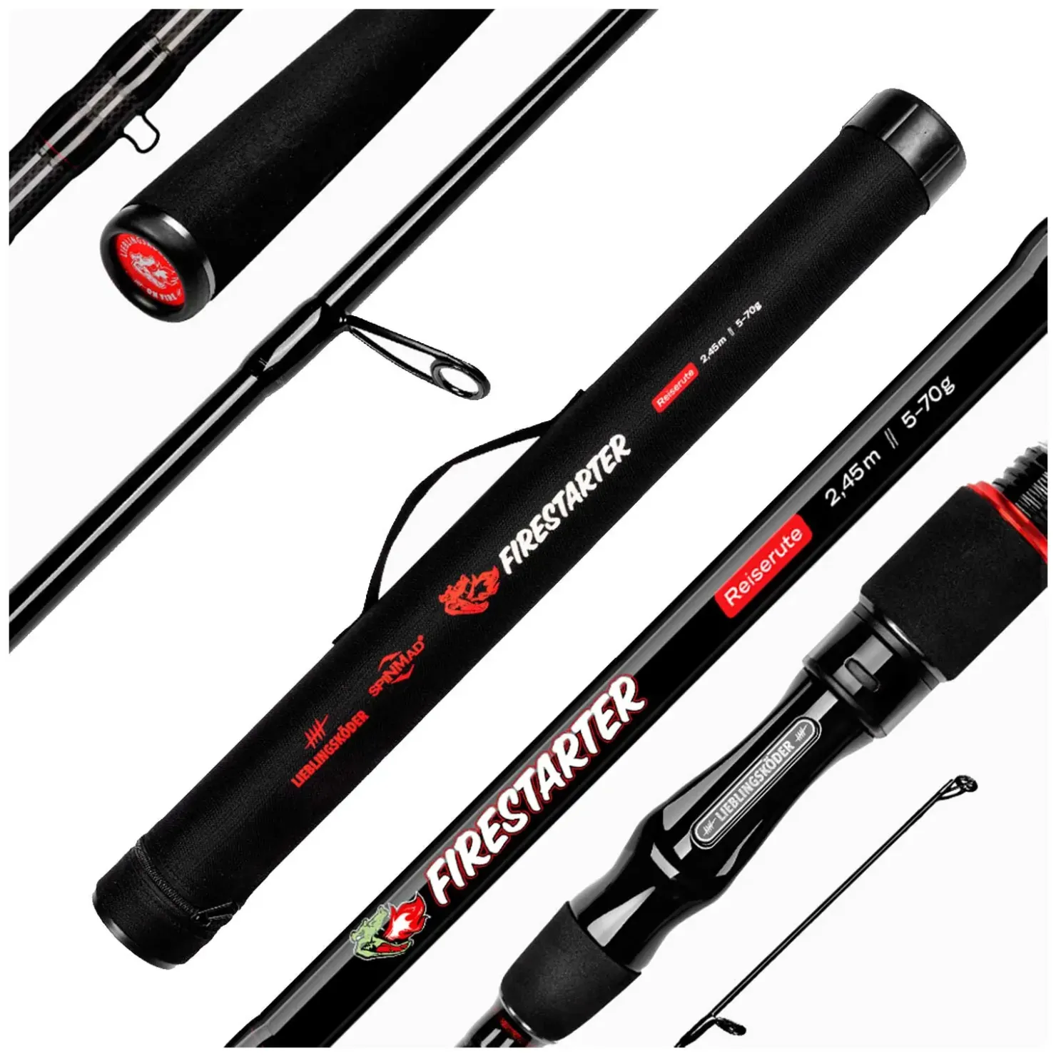 Lieblingsköder FIRESTARTER Reiserute 2,45m 5-70g Spinnrute| Reiseruten|Meeresruten