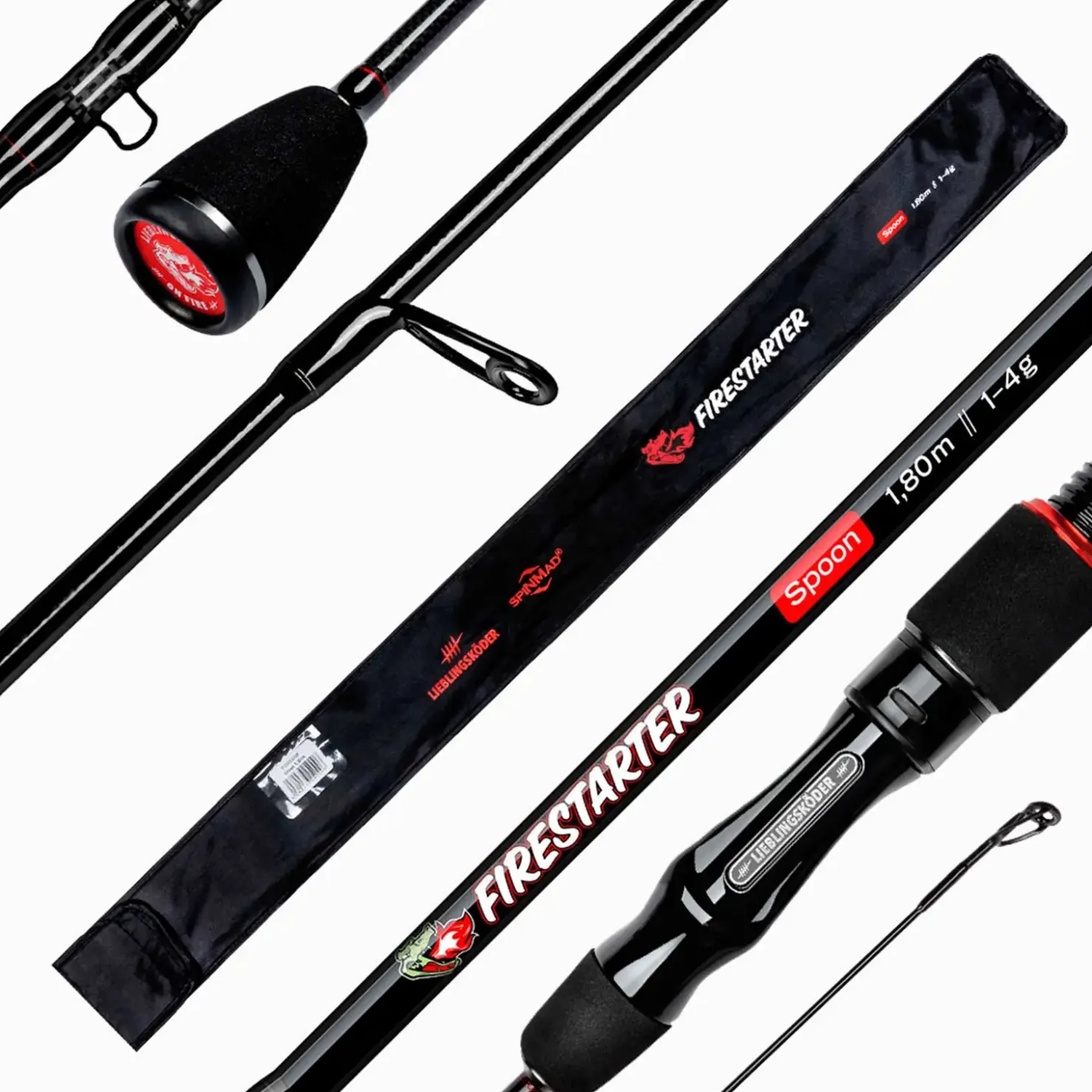 Lieblingsköder FIRESTARTER Spoon 1,80m 1-4g Spinnrute| Barschrute|Forellenrute