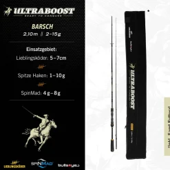 Lieblingsköder Ultraboost Barsch 2,10m 2-15g Spinnrute By Bullseye| Barschrute|Forellenrute