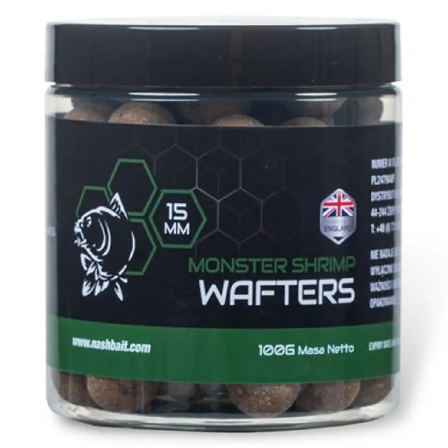 Kevin Nash Group PLC Nash Monster Shrimp Wafters 15mm 100g| Boilies & Pop-Ups|Boilies & Pop-Ups