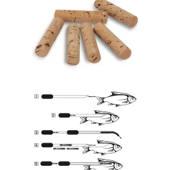 Black Cat Rhino 5cm Kork-Sticks 11mm| Wallermontage Kleinteile|Zubehör Spezial Raubfischangeln
