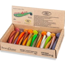 Moby Softbaits Sänger Iron Claw Moby One-4All Shad Non Toxic 20 Stück Gummifisch-Set| Hechtköder|Hecht Gummifisch