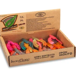 Moby Softbaits Sänger Iron Claw Moby Paddy Non Toxic Craw Wild Mix 24 Stück Gummikrebs-Set| Gummikrebse|Barsch Gummiköder