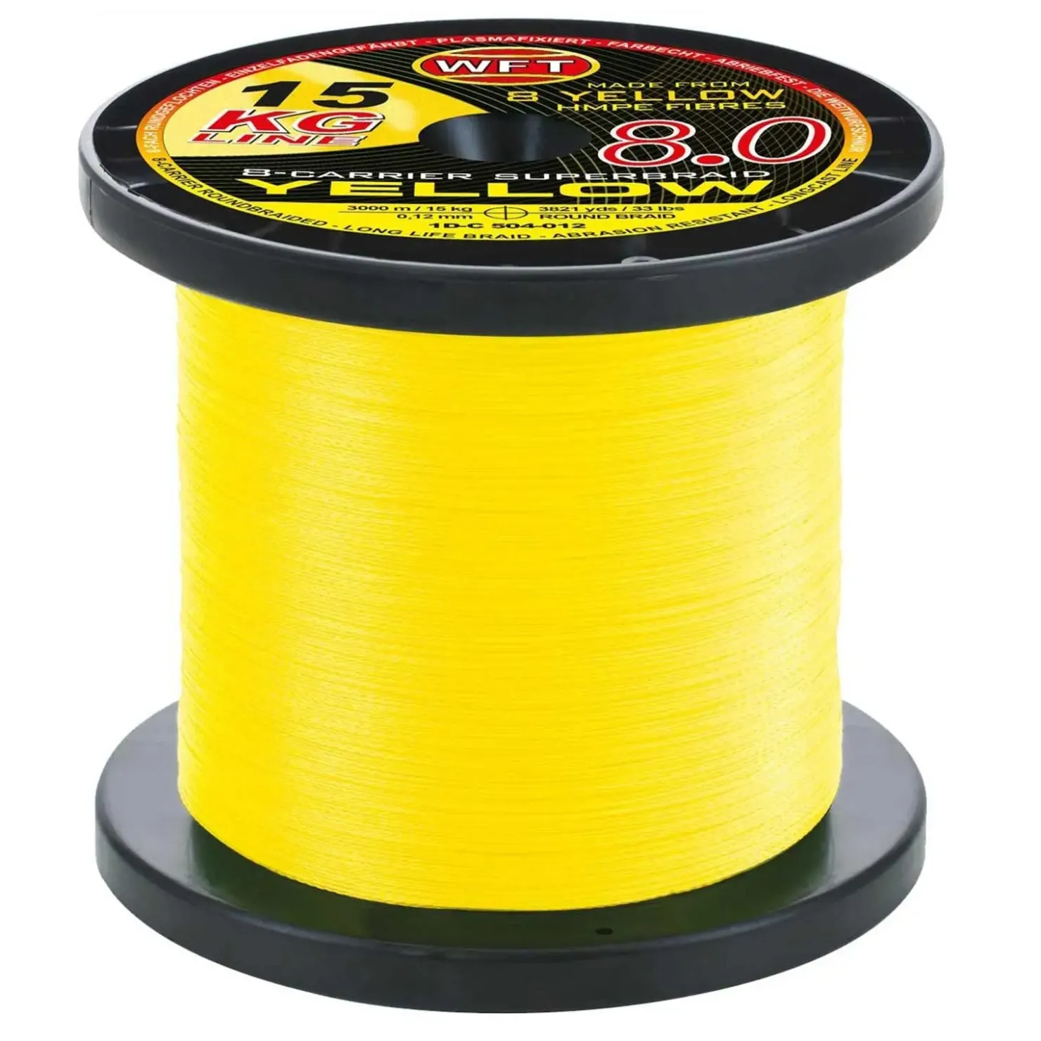WFT KG 8.0 Yellow 13kg 0,10mm geflochtene Angelschnur Wunschlänge| Geflochtene Angelschnur|Angelschnur Meterware