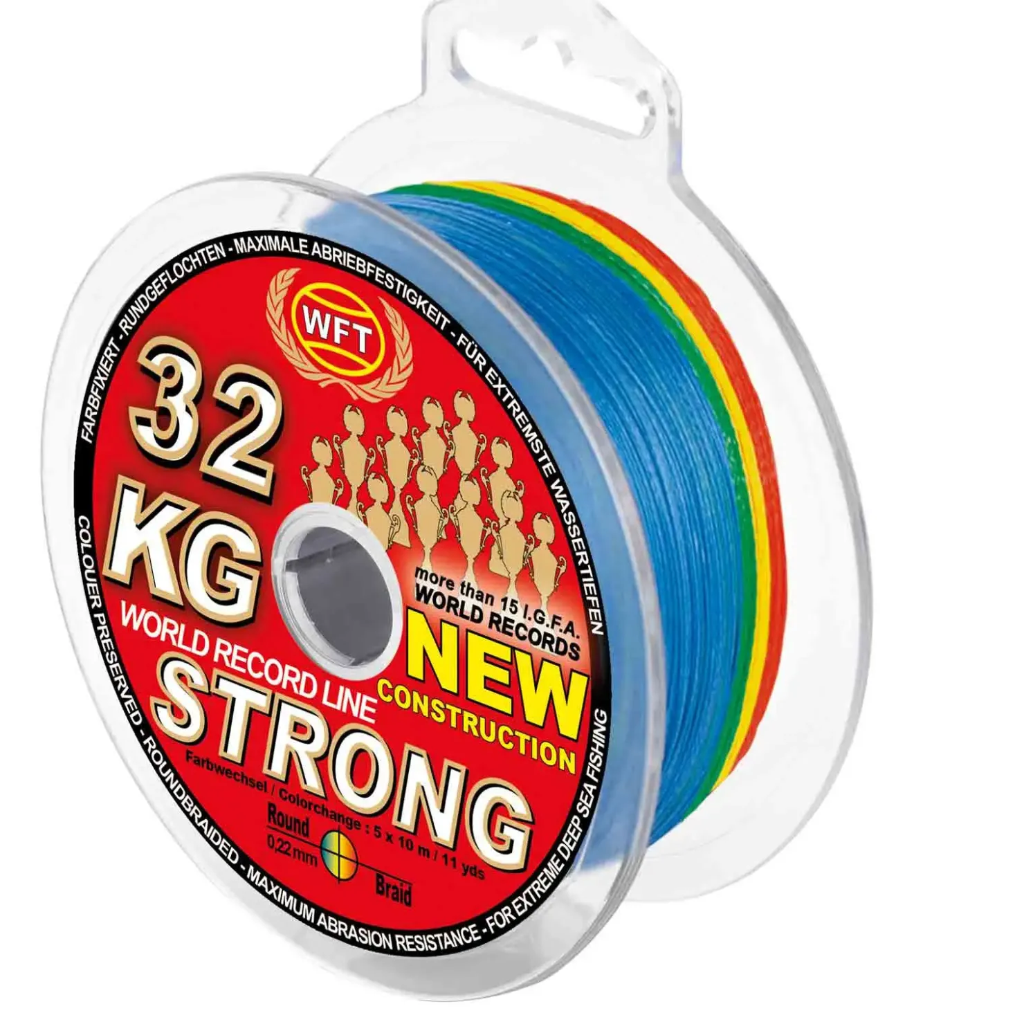 WFT KG Strong Exact 350m multicolor 0,22mm geflochtene Angelschnur| Geflochtene Angelschnur